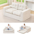 Hobestluk Sofa Couch Loveseat Sofa with Chenille Fabric 2-Seater Sofa for Small Spaces Comfortable Foam Floor Sofa 2 in 1 Boneless Couch for Living Room Bedroom Apartment or Office (Beige, Loveseat)