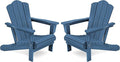 KINGYES Folding Adirondack Chair Set of 2, HDPE All-Weather Adirondack Chair, Navy