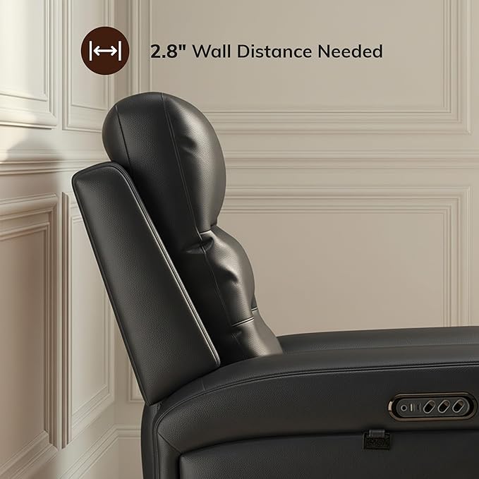 COLAMY Aura Triple Motors Power Recliner Chairs with USB and Type C Port, Home Theater Chair with LED Lights, Electric Wall Hugger Recliner for Living Room, Black