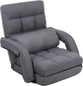 FLOGUOR Indoor Floor Gaming Chairs for Adults with Back Support,Chaise Lounge, 14-Position Folding Lazy Sofa with Pillow for Living Room, Bedroom, Balcony(Grey) 8803GR