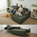Modular Sectional Sofa Cloud Couch with Multi-Functional Armrests, Boneless Plush L-Shape Living Room Couch with Deep Seat, Fluffy Comfy Sleeper Sofa Easy Assembly (Green, Left Chaise)