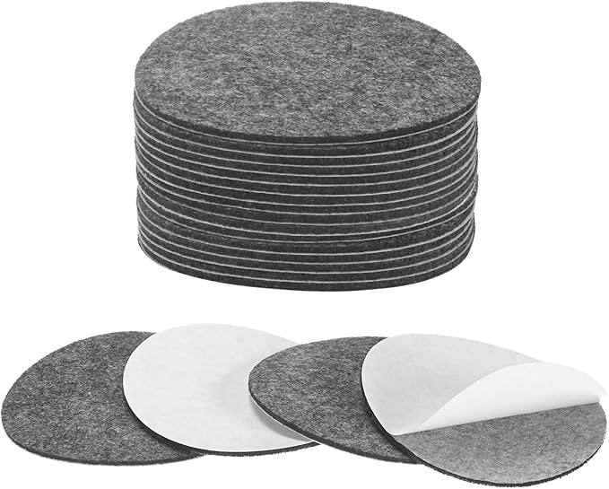 20-Pack Lamp Base Felt, 3.5 Inch Dia. 2mm Thick Self Adhesive Round Fabric Felt Pads for Lamp/Furniture/DIY, Non-Slip Fiber Backed Patch Circles with Adhesive Backing [Grey]