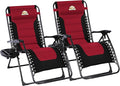Colegence Oversized Padded Zero Gravity Lounge Chair Set of 2, Foldable Patio Anti Gravity Reclining Chairs Folding Lawn Recliner with Cup Holder for Yard, Camping, Outdoor, Support 350 LBS, Burgundy