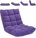Moccha 14-Position Floor Chair, Folding Sofa Chair with Back Support, Memory Foam Floor Gaming Chairs for Adults, Adjustable Padded Couch Recliner Sleeper Bed for Reading, Meditating, Purple