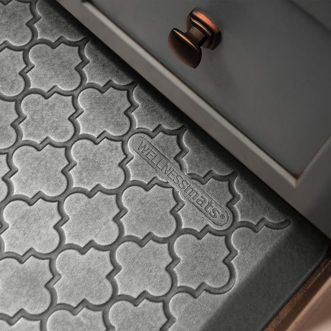 WellnessMats Trellis Collection Anti-Fatigue Floor Mat, Polyurethane – Ergonomic Support Pad for Home, Kitchen, Garage, Office Standing Desk – Water Resistant - Made in USA