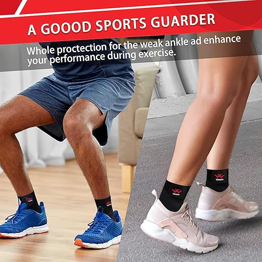 Vinaco 2 Pack Breathable & Strong Ankle Brace for Sprained Ankle, Stabilize Ligaments, Prevent Re-Injury Compression Foot Brace for Men & Women with Adjustable Wrap, Ankle Support for Men