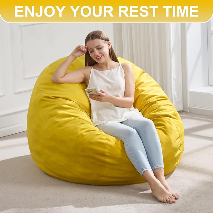 Hobestluk 3FT Bean Bag Chair Giant Bean Bag Chairs for Adults Large Bean Chairs with Removable Cover, Beanbag Chair with Filler, Adult Bean Bag Chairs for Living Room, Bedroom