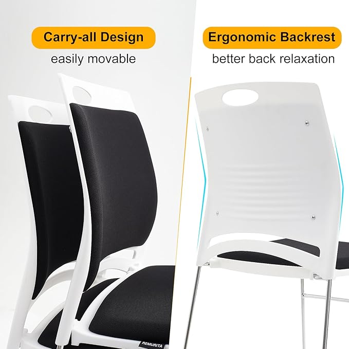 Stacking Chairs Set of 20 Black Stackable Home Office Guest Chair Set with Padded Seat and Back,Lobby Chairs Waiting Room Reception Chair for Cafeteria,Library, Laboratory,Training Room