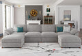 EASE MOOSE Oversized U Shape Sectional Modular Sofa,Wide Deep seat Sectional Sofa,FSC Certified Comfortable Chenille Grey Cloud Modular Sofa