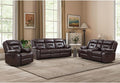 EBELLO Faux Leather Recliner Sofa Furniture Set for Living Room, Recliner Chair, Manual Loveseat, 3 Seat Recliniing Sofa Couch Set for Meeting Room, Dark Brown