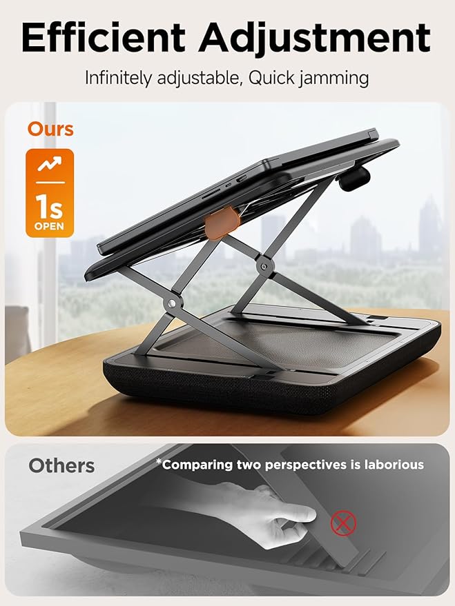 SAIJI Height & Tilt Adjustable Lap Desk, Portable Laptop Stand for Bed, Car, Couch and Recliner, Foldable Lap Desks - Up to 15.6 Inch Laptops