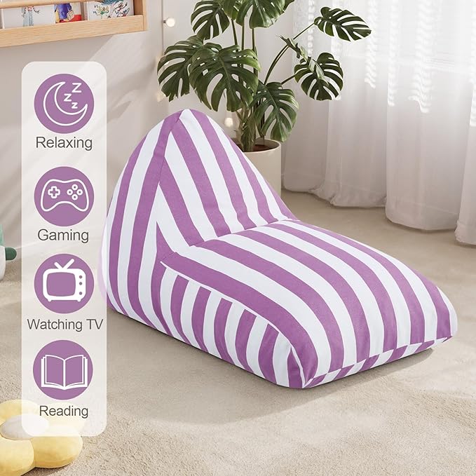 COMAX Bean Bag Chairs for Kids, Kid Beanbag Chair Stuffed with Filler, Toddler Lounge Chair Cotton, Lazy Floor Lounger for Girls and Boys, Premium Cotton Canvas