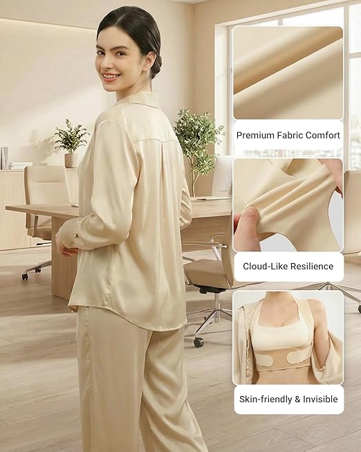 Hypoke® Premium Fabric Upper Back Brace Posture Corrector for Women, Kinetic Support Back Straightener Posture Brace for Women，Barely There Design For Office Professionals (Large)