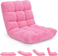 RELAX4LIFE Floor Chair with Back Support - 14-Position Adjustable Lazy Sofa Chair, Padded Sleeper Bed & Couch Recliner for Reading Meditation, Folding Floor Gaming Chair for Adults (Pink)