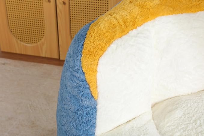 KEIKI Oversized Bean Bag Chairs, Bean Bag Couch for Adults and Kids, Large Reading Chair, Multicolor Faux Fur Floor Sofa for Reading, Playing or Relaxing