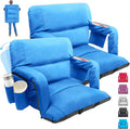 Stadium Seats with Back Support,Wide Stadium Chairs with Back and Cushion, Sofa Style Stadium Seats, 6 Reclining Positions, Extra Thick Bleacher Seat for Sports Events (Blue-2 Pack,Wide|25")