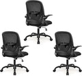 Primy 3-Pack Office Chair Ergonomic Desk Chair with Flip up Armrests Swivel Breathable Desk Mesh Computer Chair with Adjustable Lumbar Support and Height for Conference Room (Black)