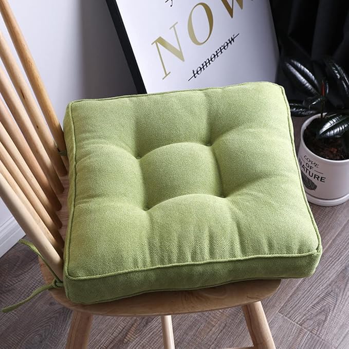 vctops Square Chair Pad Seat Cushion with Ties Solid Color Soft Chair Pads Comfy Velvet Cushion Pillow for Kitchen Dining Office Chair Kids Reading (Green,16"x16")