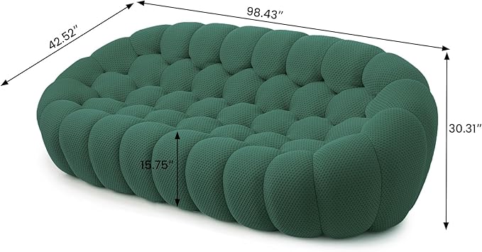 WJShome Bubble Sofa Couch,98'' Modern Curved Sofas for Living Room, 3 Seater Lazy Floor Sofa, Large Bean Bag Chair,Deep Seat Floor Sofas Chair Lounge for Office, Apartment(Green)