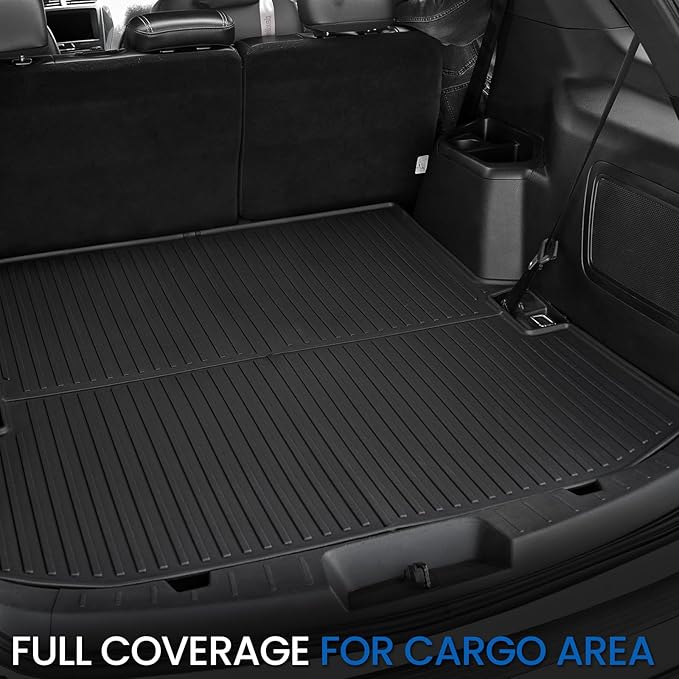 Floor Mats Cargo Mat Set for 2015-2019 Ford Explorer 7 Seats, All Weather TPE Cargo Liner Trunk Lower Mat Door Sill Guards Accessories (15-19 | 7 Seats Floor Mats Set)