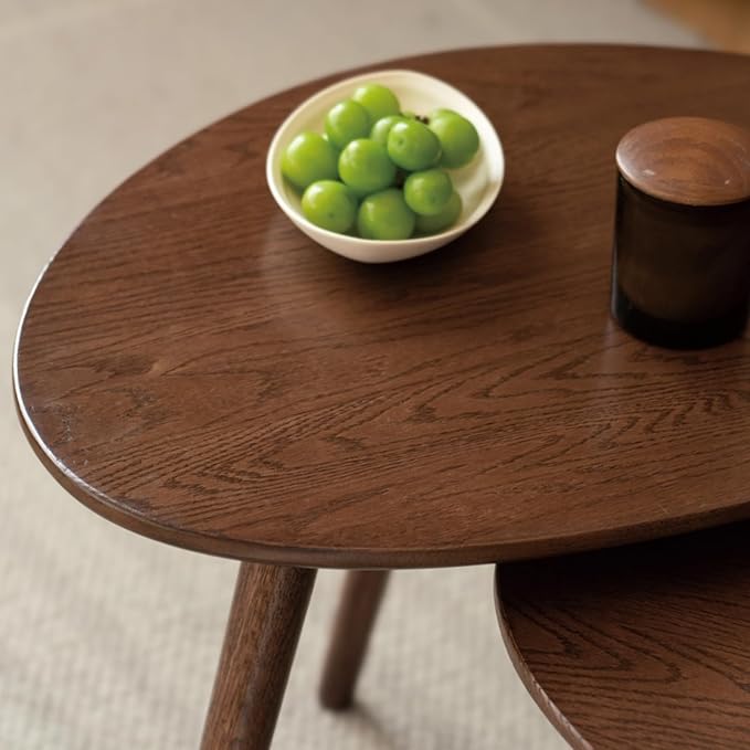 Vadisun Small Oval Coffee Table, 33.5" Mid Century Modern Coffee Table for Living Room, 100% Solid Oak Wood Side Table, Minimalist Display Center Table (Walnut Color, 33.46''Wx22.83''Dx15.74''H)