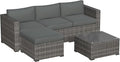 May in Color 5 Piece Outdoor Patio Sectional Furniture Set, Weather Resistant Rattan Outside Couch, Waterproof Conversation Sofa for Balcony, Porch, Backyard, Deck, Garden, Grey