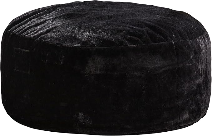 Hobestluk Bean Bag Chairs Giant Beanbag Chair with Filler, Memory Foam Bean Bags with Fluffy & Machine Washable Cover, Bean Bag Chairs for Aduts for Living Room, Bedroom (BLACK, 4FT - 44” x 44” x 24”)