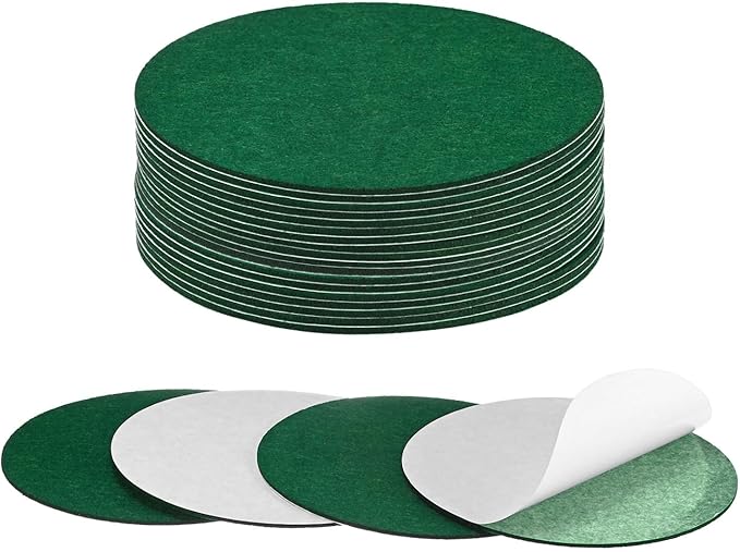 20-Pack Lamp Base Felt, 6 Inch Dia. 2mm Thick Self Adhesive Round Fabric Felt Pads for Lamp/Furniture/DIY, Non-Slip Fiber Backed Patch Circles with Adhesive Backing [Green]
