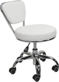 MAYAKOBA Dayton Garage Rolling Seat (White) Pneumatic, Short Stool with Adjustable Height 13"-15", Perfect for Garage Task, Home Cleaning, Bathroom Short Seat, Technician Task