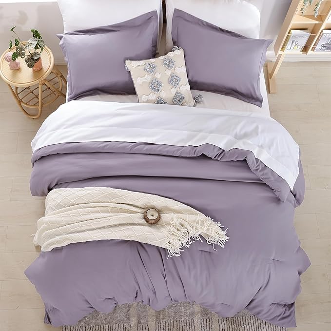 weigelia King Size Comforter Set Dusty Purple Bedding Comforter 7 Pieces Grayish Purple Comforter Set with Sheets Bed in a Bag King for Women and Men