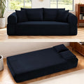 GJQ 83" 3 Seater Sofa Bed,Corduroy Sofa in a Box with 4 Pillows & Storage Pocket,Boneless Couch for Living Room,Convertible Couch Bed,No Assembly Required,Navy Blue