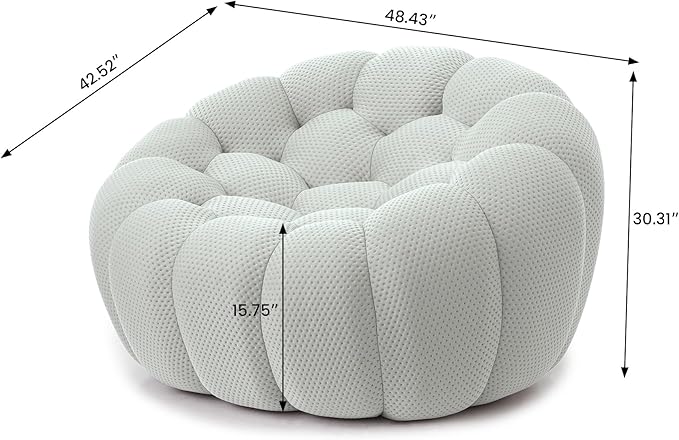 WJShome Bubble Couch,48inch Modern Curved Sofa, Morden Lazy Floor Sofa, Memory Foam Bean Bag Floor Couch Lounge Chair for Living Room, Office, Apartment (Gray)