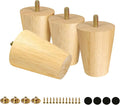 FoDau770 Rubber Wood Furniture Legs 3 Inches, Straight Tapered Wood Feet Mid Century Sofa Legs Set of 4, 5/16" UNC Furniture Feet Replacement Parts for Cabinet Couch Dresser Chair Ottoman Table
