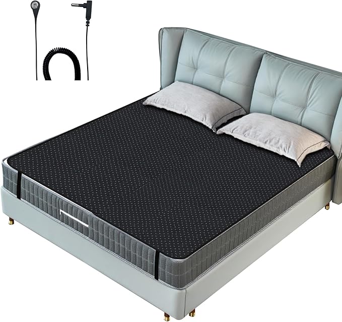 Grounding Mat for Bed, Grounding Mattress Cover for Improving Sleep, Sleep Pad, Earth Mat Carbon Leatherette Therapy (54" x 78")