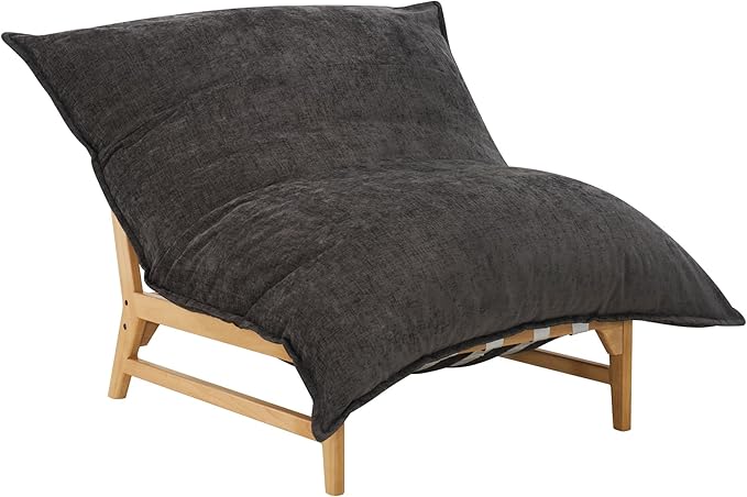 AMERLIFE 46" Oversized Sofa Chair, Modern Accent Chair, Sofa Style Bean Bag with Plush Cushion, Lazy Lounge for Living Room, Chenille Gray