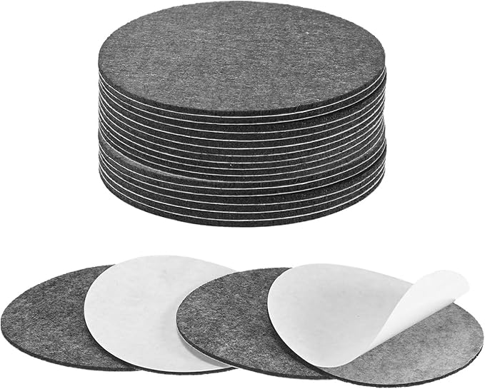 20-Pack Lamp Base Felt, 4 Inch Dia. 2mm Thick Self Adhesive Round Fabric Felt Pads for Lamp/Furniture/DIY, Non-Slip Fiber Backed Patch Circles with Adhesive Backing [Grey]