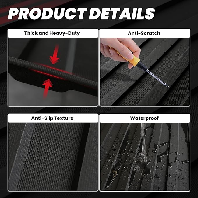 LASFIT 5FT7 Truck Bed Mat for Ram 1500 2002-2018 & 1500 Classic 2019-2024 (5.7 FT/67.4 inches) NOT for Optional Rambox, All Weather Custom Fit TPE Truck Bed Liner