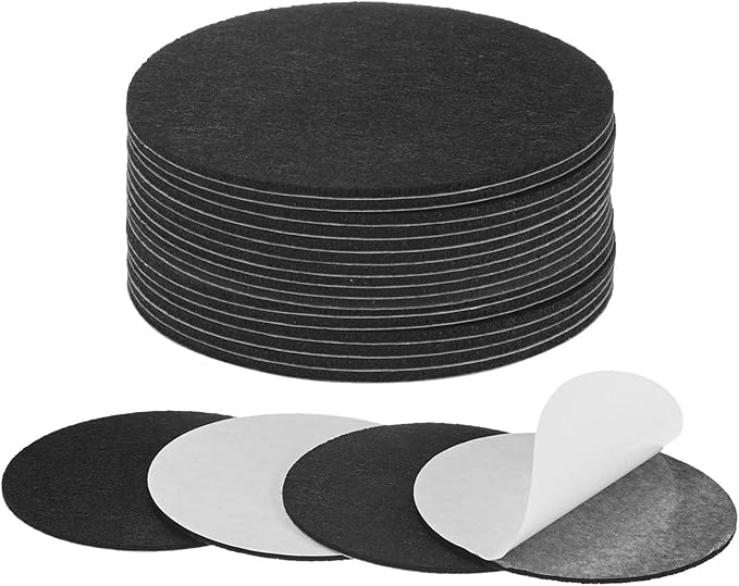 20-Pack Lamp Base Felt, 4 Inch Dia. 2mm Thick Self Adhesive Round Fabric Felt Pads for Lamp/Furniture/DIY, Non-Slip Fiber Backed Patch Circles with Adhesive Backing [Black]