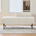 NIOIIKIT 49.6" Modern Loveseat Sofa Couch, Upholstered Accent Sofa with Golden Legs and Adjustable Backrest, Small Faux Fur Couches for Bedroom, Living Room, Compact Small Space (White)