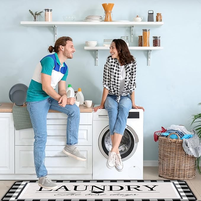 Farmhouse Laundry Room Rug Runner 20"X59" Kitchen Mat Washable Entryway Rugs Soft Non Slip Laundry Carpets Comfort Standing Desk Mats,Carpet for Sink,Office,Laundry Room Decor Accessories