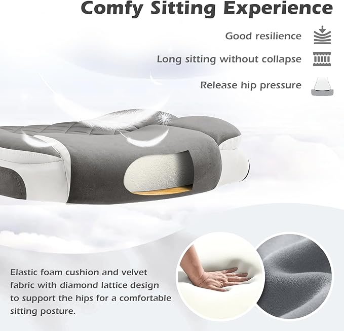 SEATZONE Office Chair Linen Fabric Ergonomic Executive Computer Desk Chairs Small Cute Rolling Task Chairs for Teens&Adults,Gray