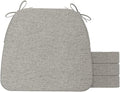 AAAAAcessories D-Shaped Chair Cushions, 2" Thick Dining Chair Pads with Ties and Removable, Machine-Washable Cover, 17" x 16", Set of 4, Khaki Gray