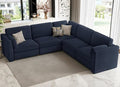 CUGOAO 117.7'' Modular Sectional Sofa, Oversized L-Shaped Sectional Couch, Deep Seat Chenille Cloud Couch, Removable Cover, Mordern Upholstered Couches for Living Room, Apartment, Office, Blue