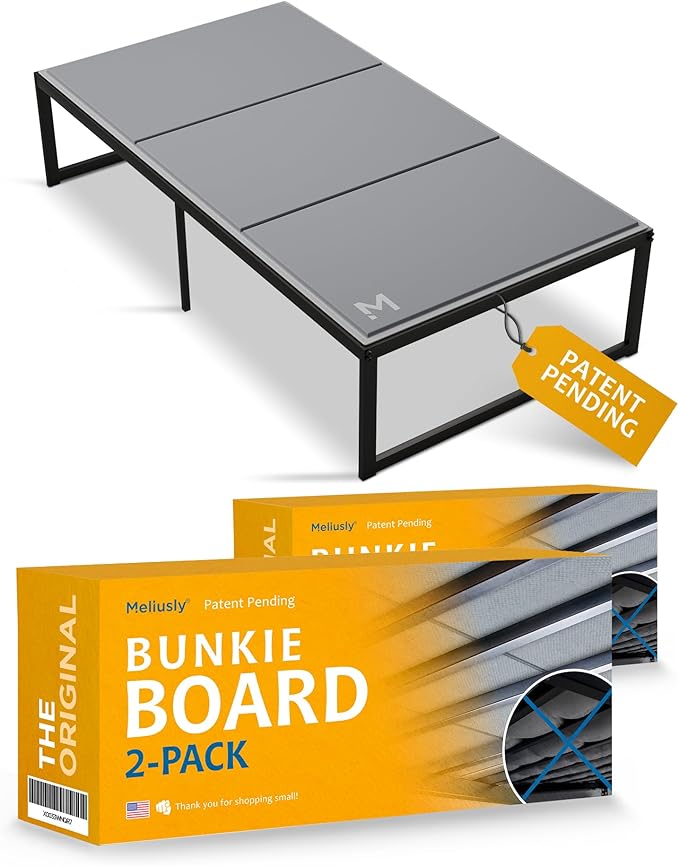 Meliusly Heavy Duty 10mm Bunkie Board Twin 2-Pack (38x75'') Patent Pending Low Profile Bed Board Design - Breathable, Noise Minimizing, Moisture Resistant Bunkieboards, Low Profile Bed Support
