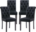 chairus Dining Chairs Set of 4 Mid Century Modern Living Room Chairs with Button Tufted High Back Velvet Armless Chair Comfy Upholstered Side Chairs for Kitchen/Restaurant/Bedroom, Black