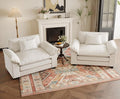 HUSFU 49.5'' W Oversized Accent Chair, Cloud Sofa Chair with Deep Seat and Extra Wide Armrests, Comfy Reading Armchair for Bedroom, Living Room, Set of 2, Beige