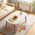 RUNNUP Modern Wood Coffee Table for Living Room Center, Minimalist Display Coffee Table, Foldable Side End Table, 31" L x 22" W x 17" H White