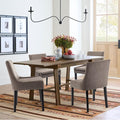 Modern Dining Chairs Set of 4, Upholstered Corduroy Dining Room Chairs with Wood Legs, Mid-Back Padded Kitchen Side Chairs for Dining Room, Blue