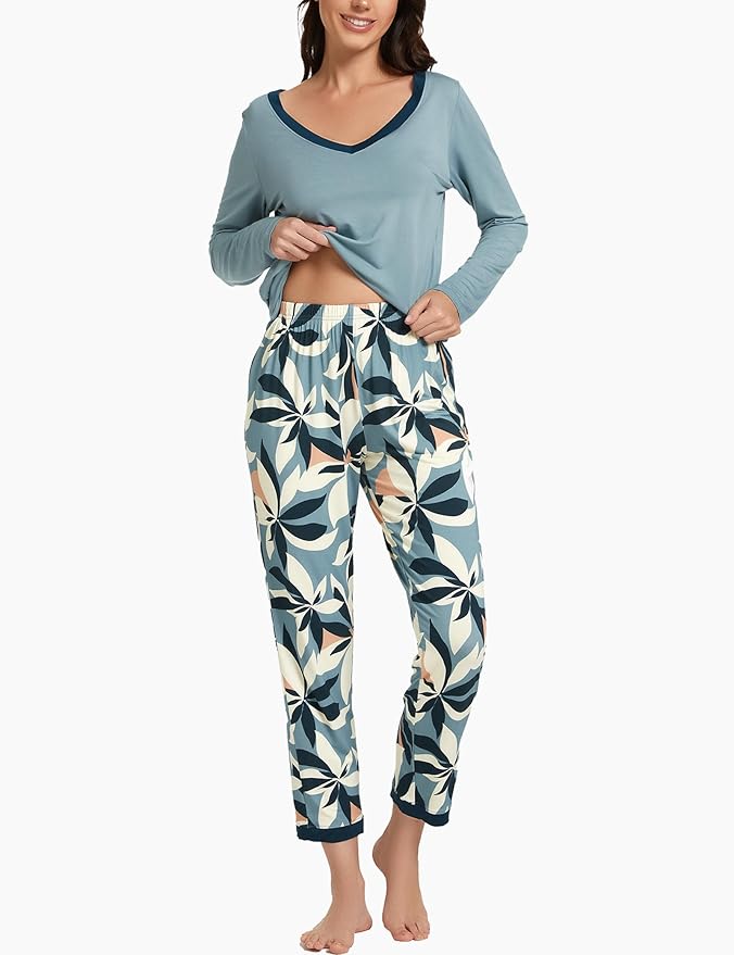 GYS Viscose from Bamboo Women's Pajama Sets Super Soft Long Sleeve Sleepwear Comfy Winter Pjs Sets S-4X