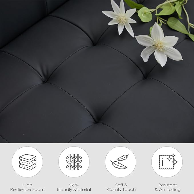 TYBOATLE Accent Chair Set of 2 Living Room Chairs Cozy Tufted Mid Century Modern Black Accent Chairs with Arms for Bedroom Comfy Reading Arm Chair Small Chairs for Small Spaces Office(2, Black)